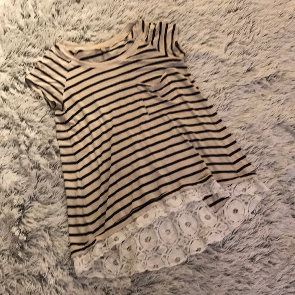 [ Bordeaux- Anthropologie ] Hi/Low striped Tunic